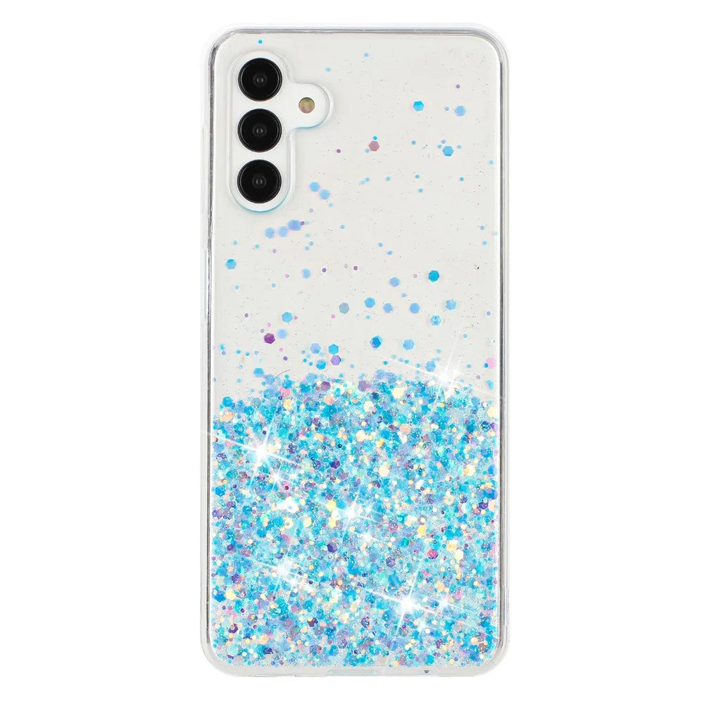 For Samsung Galaxy A15 5G Soft TPU Case Glitter Sparkle Epoxy Glow In The Dark Phone Cover - Blue - 2