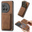 For OnePlus 12 5G Magnetic Case Leather Back Cover with Detachable Card Holder - Brown - 1