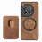 For OnePlus 12 5G Magnetic Case Leather Back Cover with Detachable Card Holder - Brown - 2