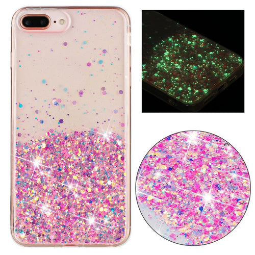 For iPhone 6 Plus/7 Plus/8 Plus 5.5 inch Case Luminous Sequins Anti-fall TPU Phone Cover - Pink - 1