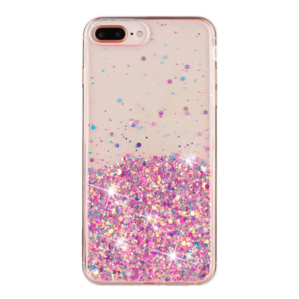 For iPhone 6 Plus/7 Plus/8 Plus 5.5 inch Case Luminous Sequins Anti-fall TPU Phone Cover - Pink - 2