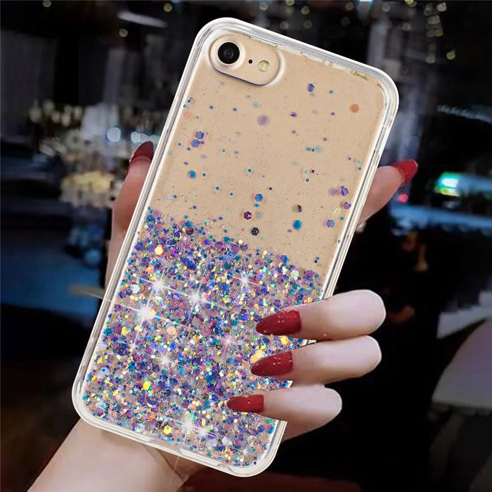 For iPhone 6 / 7 / 8 / SE (2022) / SE (2020) / SE (1st Generation) Cases Anti-Scratch Epoxy Luminous TPU Phone Shell - Purple - 7