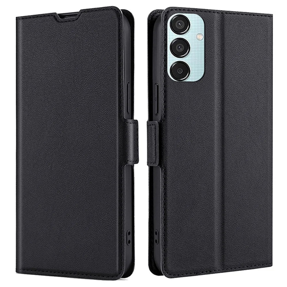 For Samsung Galaxy M15 5G Phone Case Side Magnetic Clasp Wallet Leather Cover - Black - 1