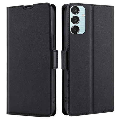 For Samsung Galaxy M15 5G Phone Case Side Magnetic Clasp Wallet Leather Cover - Black - 1