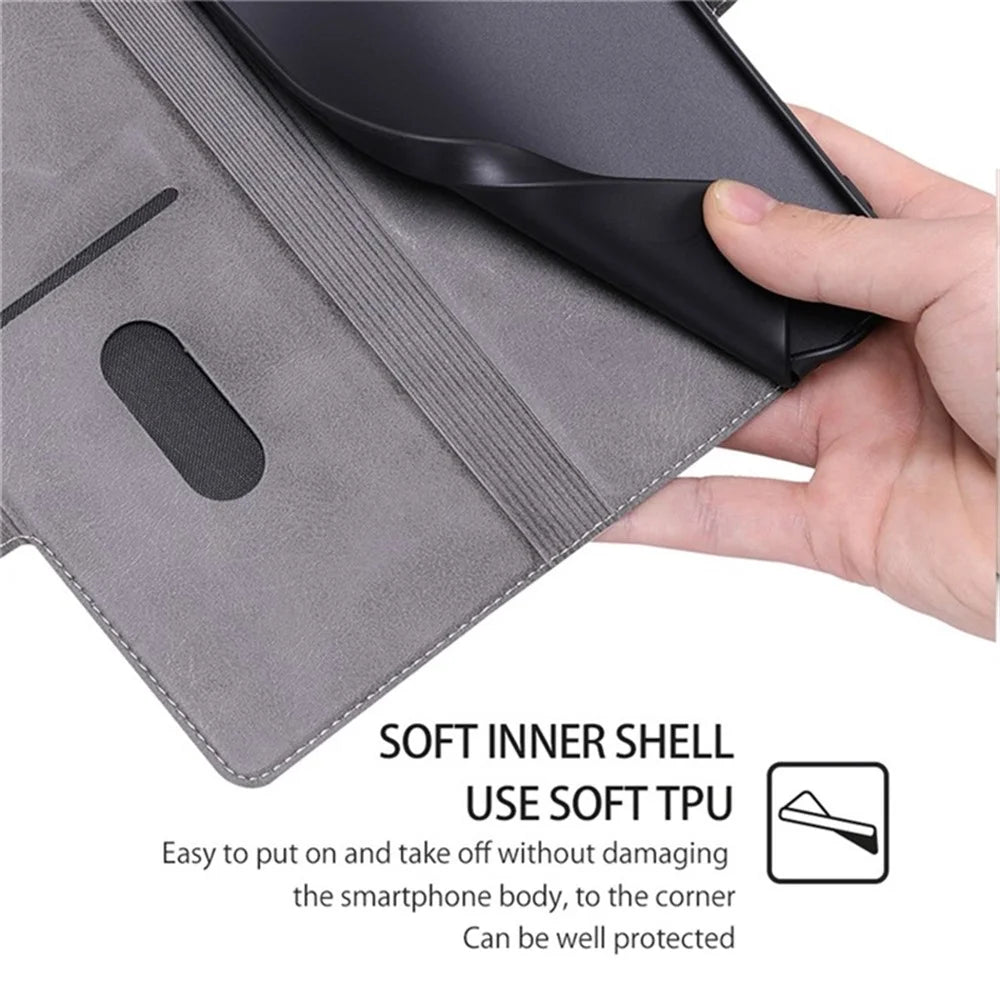 For Samsung Galaxy M15 5G Phone Case Side Magnetic Clasp Wallet Leather Cover - Black - 5