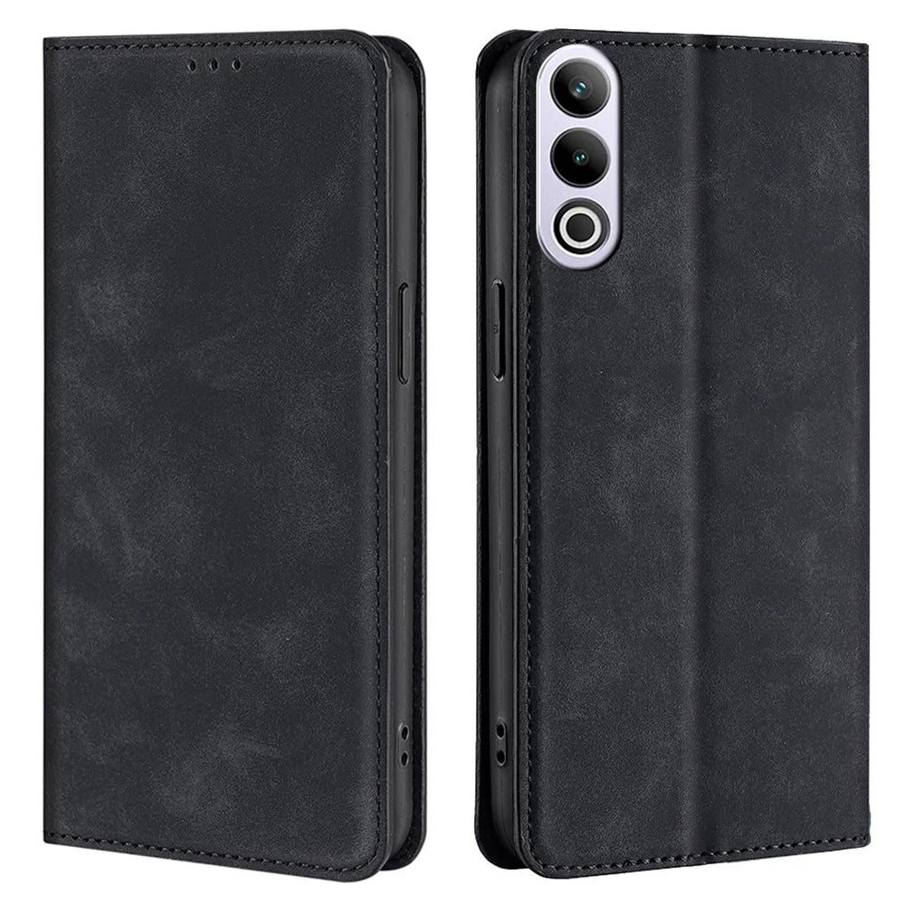 For OnePlus Ace 3V 5G Case PU Leather Phone Shell Skin-touch Card Slots Cover - Black - 1