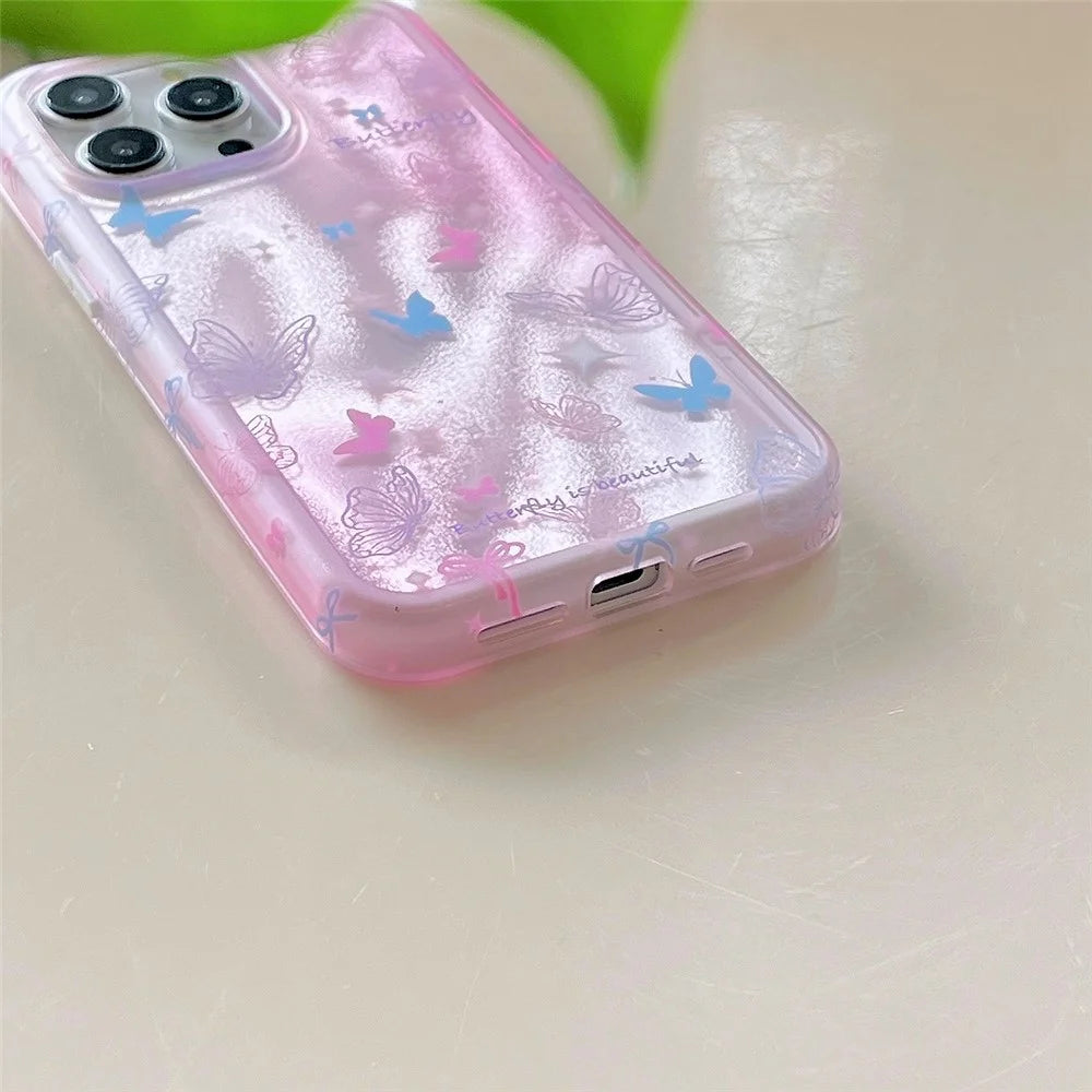 TPU+PC Phone Shell for iPhone 12 Pro Max Cases Colorful Butterfly Pattern Phone Cover - 3