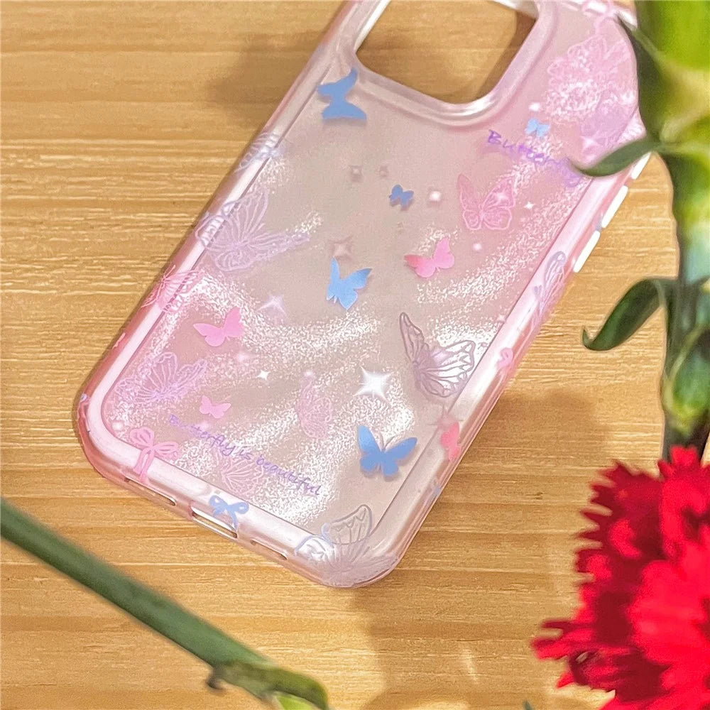 TPU+PC Phone Shell for iPhone 12 Pro Max Cases Colorful Butterfly Pattern Phone Cover - 4