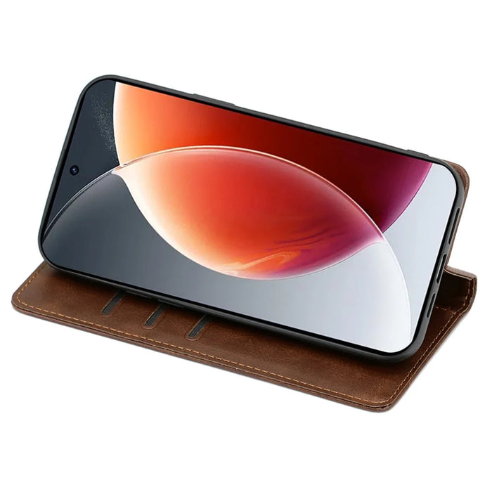 For TECNO Spark 20 Pro+ Case Calf Texture Leather Wallet Cover Magnetic Closing - Brown - 3