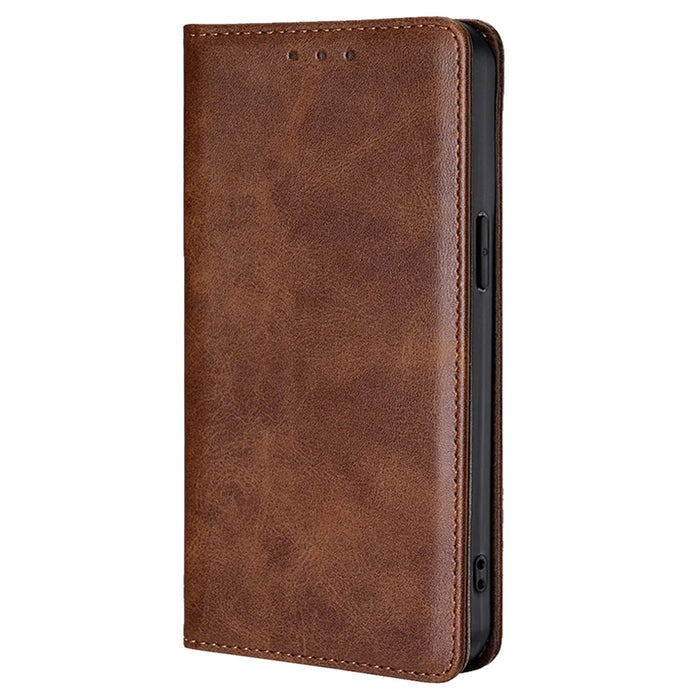 For TECNO Spark 20 Pro+ Case Calf Texture Leather Wallet Cover Magnetic Closing - Brown - 5