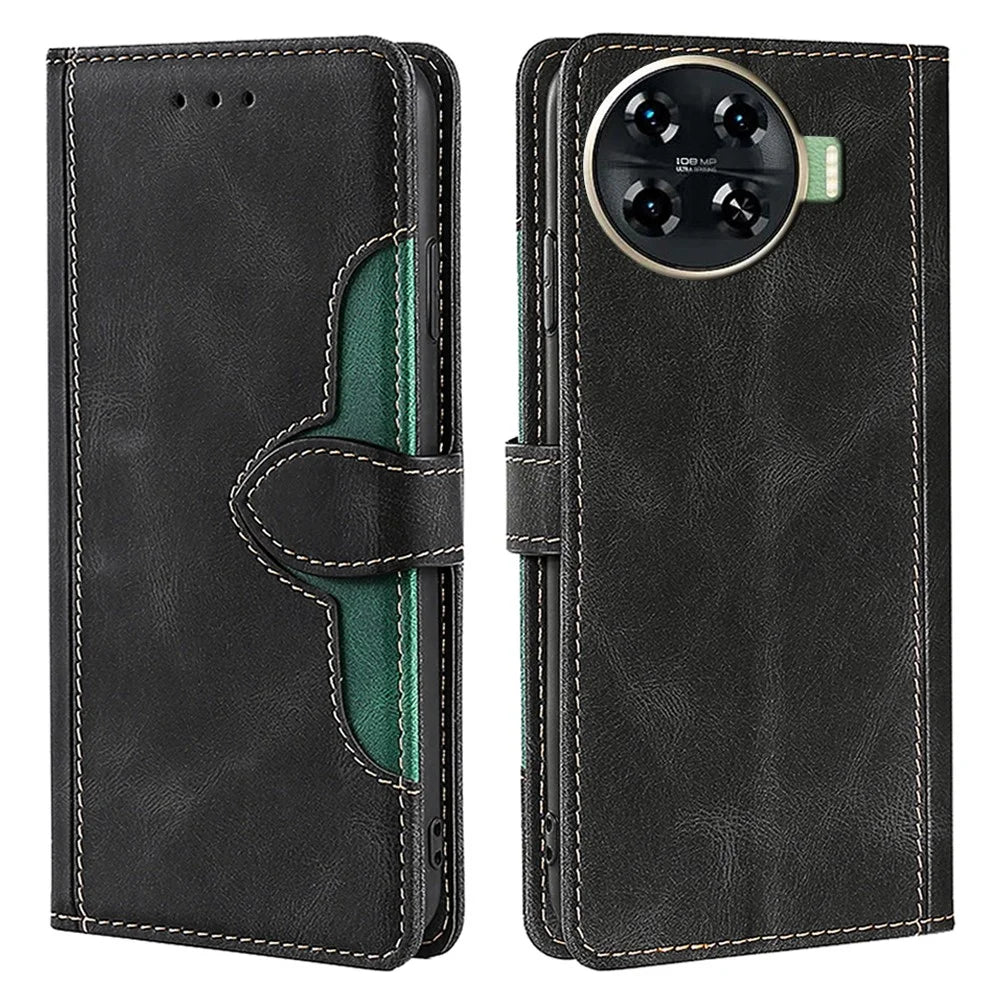 For TECNO Spark 20 Pro+ PU Leather Wallet Smart Phone Case   - Black - 1