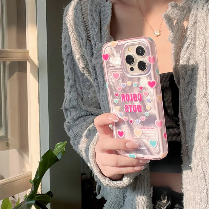 For iPhone 12 / 12 Pro Case IMD Heart Pattern Phone Cover Hybrid TPU+PC Phone Shell - 6