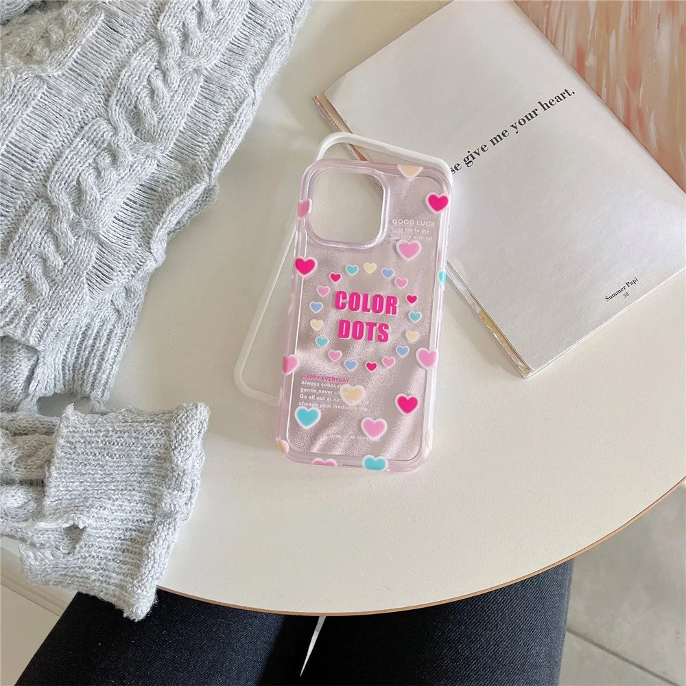 For iPhone 15 Pro Max Case IMD Heart Pattern TPU+PC Protective Phone Cover - 4