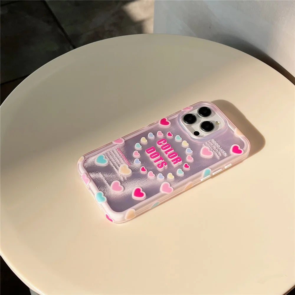 For iPhone 15 Pro Max Case IMD Heart Pattern TPU+PC Protective Phone Cover - 5