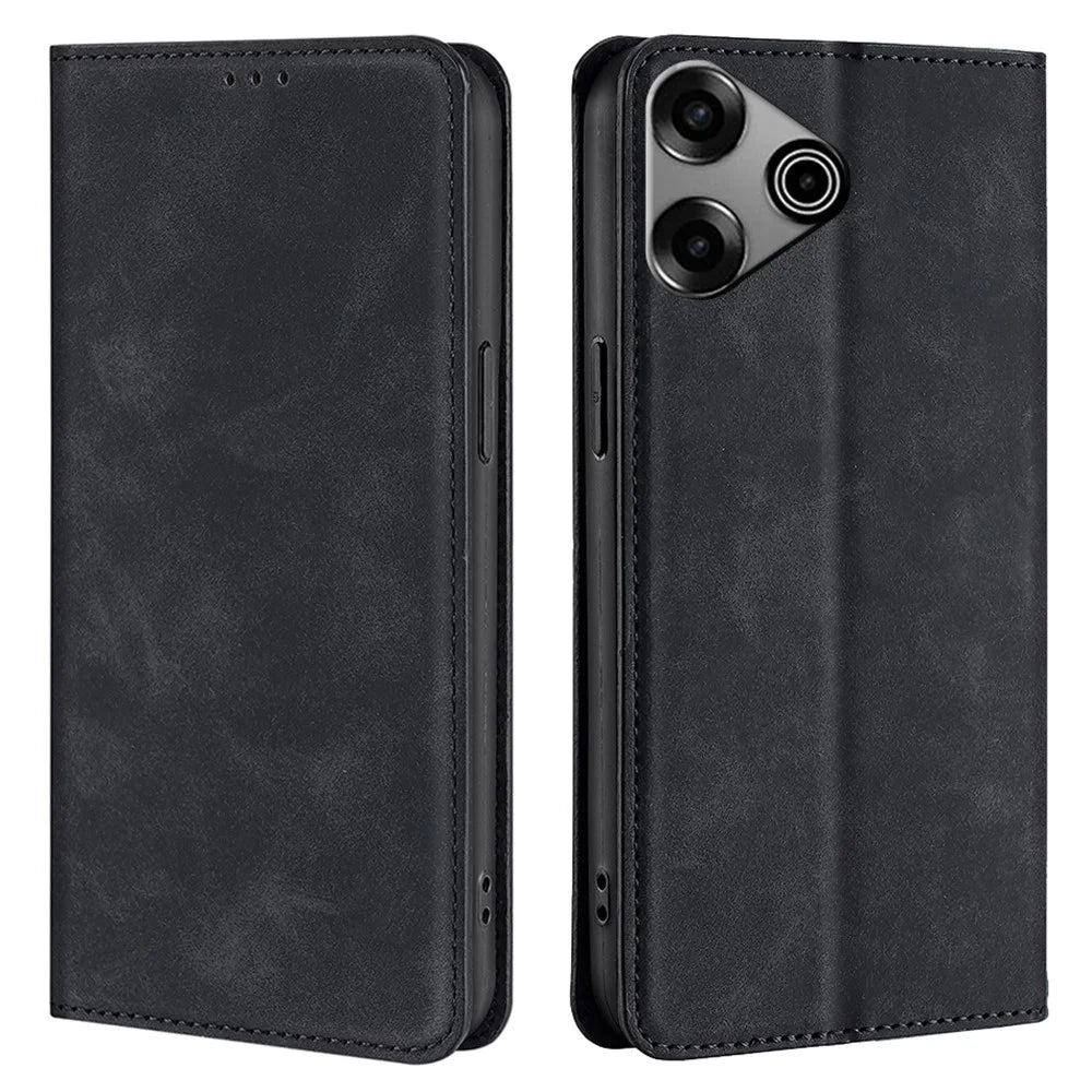 For TECNO Pova 6 Pro 5G Case Card Holder Magnetic Closing Leather Phone Cover - Black - 1