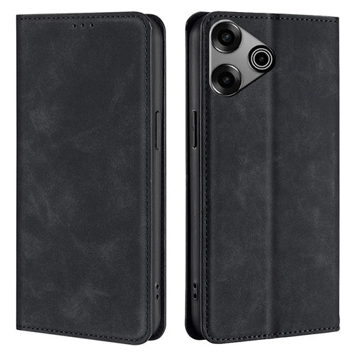 For TECNO Pova 6 Pro 5G Case Card Holder Magnetic Closing Leather Phone Cover - Black - 1