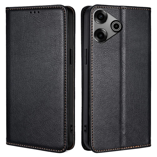 For TECNO Pova 6 Pro 5G Anti-Scratch Case Wallet PU Leather Magnetic Cell Phone Cover - Black - 1