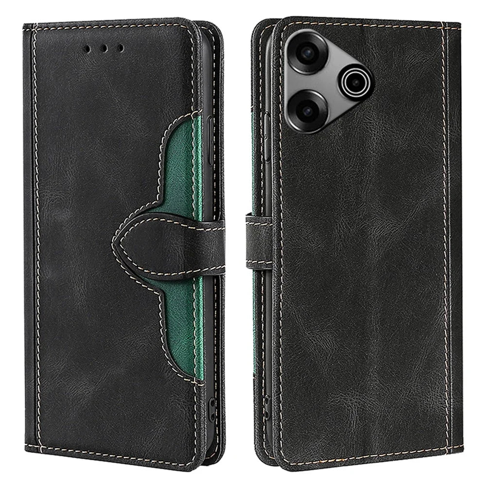 For TECNO Pova 6 Pro 5G Leather Wallet Cover Smart Phone Case   - Black - 1