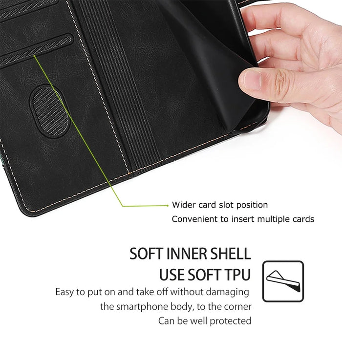 For TECNO Pova 6 Pro 5G Leather Wallet Cover Smart Phone Case   - Black - 6