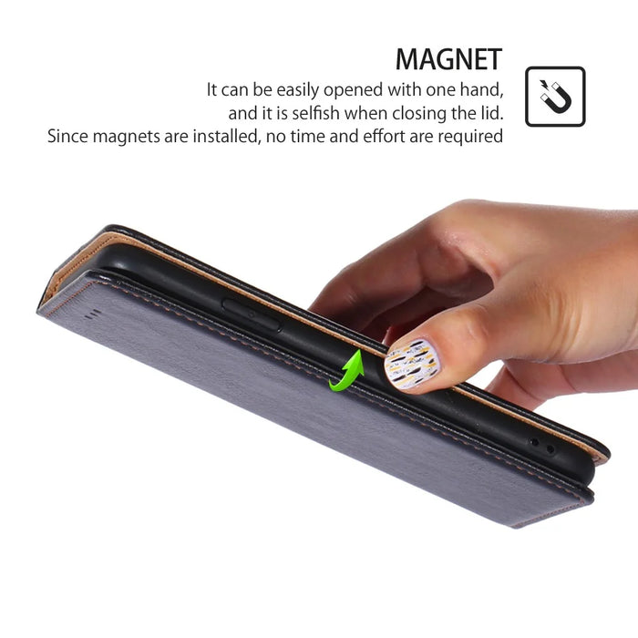 For Realme 12 4G / 12+ 5G Case Card Holder Magnetic Cover Mobile Accessories   - Black - 4