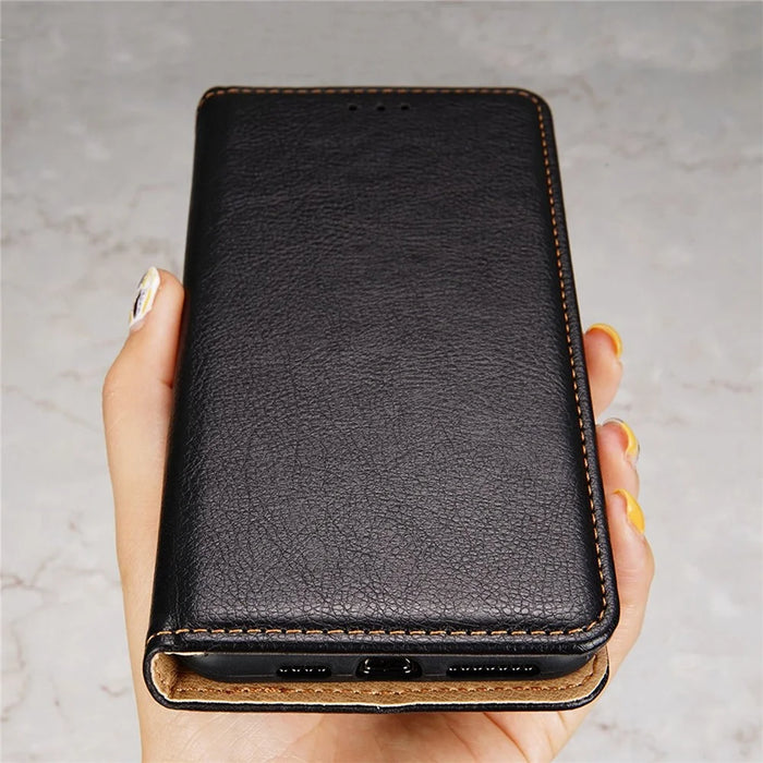 For Realme 12 4G / 12+ 5G Case Card Holder Magnetic Cover Mobile Accessories   - Black - 6