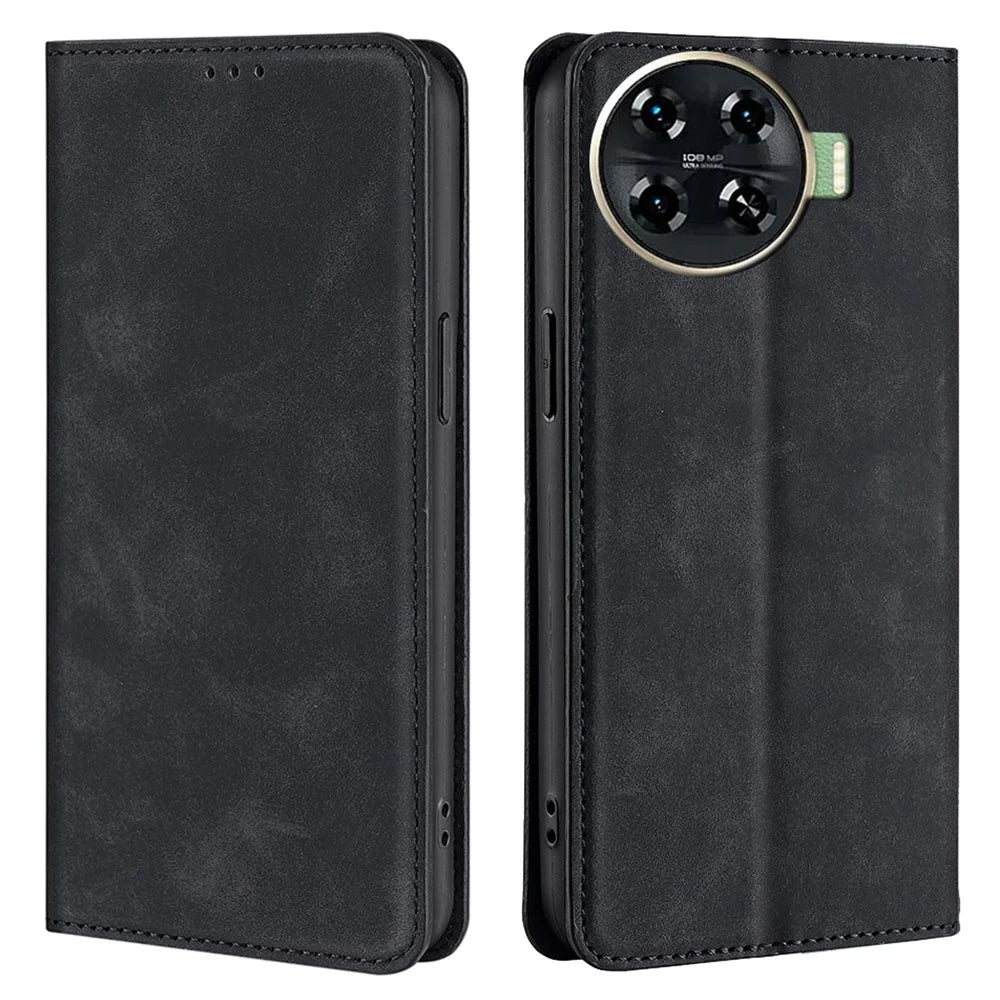For TECNO Spark 20 Pro+ PU+TPU Wallet Phone Case Mobile Accessories   - Black - 1
