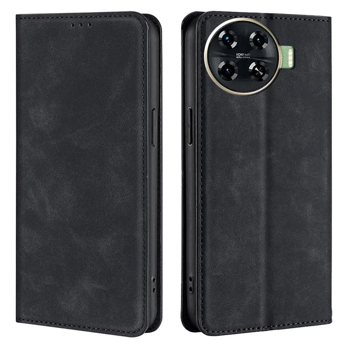 For TECNO Spark 20 Pro+ PU+TPU Wallet Phone Case Mobile Accessories   - Black - 1