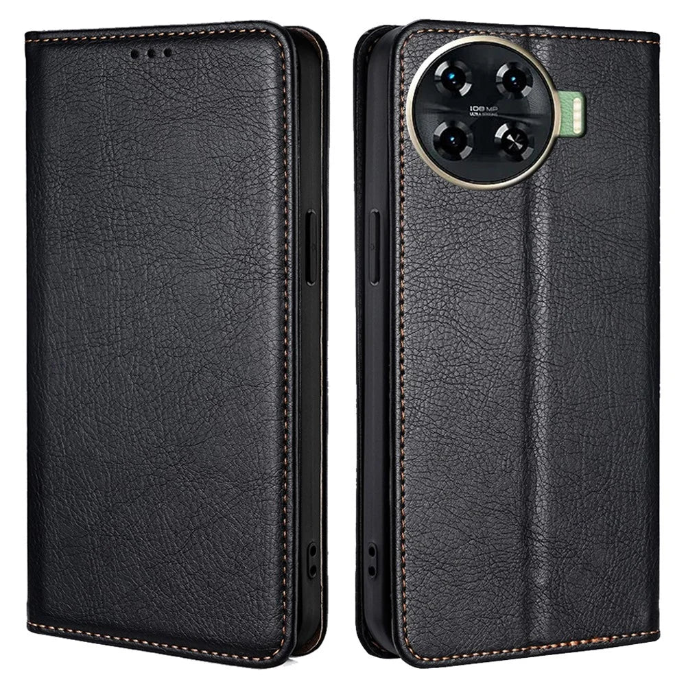 For TECNO Spark 20 Pro+ Leather Wallet Case Phone Accessories Distributors - Black - 1
