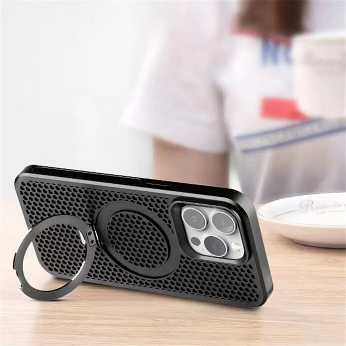 Phone Case for iPhone 14 Pro Compatible with MagSafe PC+TPU Kickstand Phone Cover - Black - 2