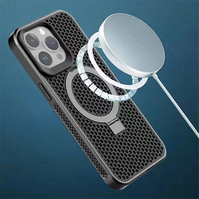 Phone Case for iPhone 14 Pro Compatible with MagSafe PC+TPU Kickstand Phone Cover - Black - 6