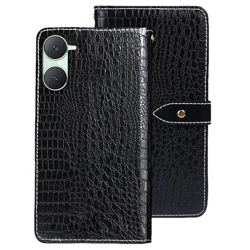 IDEWEI For vivo Y03 Wallet Cover Crocodile Texture PU Leather Phone Case Supplier - Black - 1