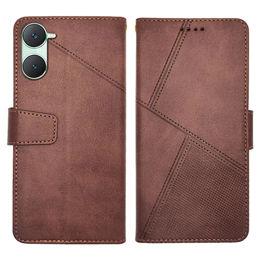IDEWEI For vivo Y03 Leather Case Calf Texture Wallet Phone Cover Mobile Accessories   - Brown - 1