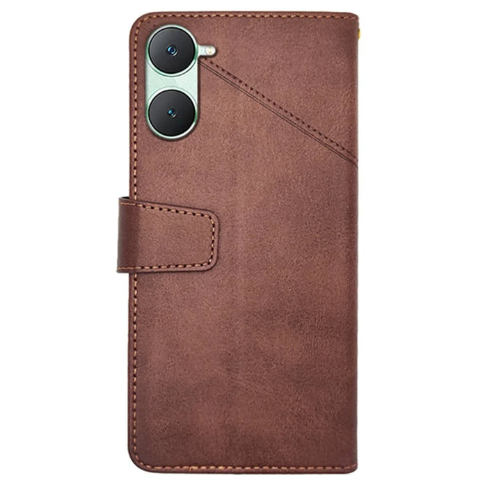IDEWEI For vivo Y03 Leather Case Calf Texture Wallet Phone Cover Mobile Accessories   - Brown - 5