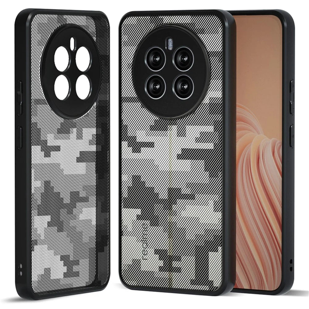 IBMRS For Realme 12 4G / 12+ 5G Case Drop-Resistant TPU+PC Cell Phone Shell - Grid Camouflage - 1