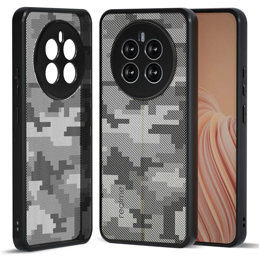 IBMRS For Realme 12 4G / 12+ 5G Case Drop-Resistant TPU+PC Cell Phone Shell - Grid Camouflage - 1