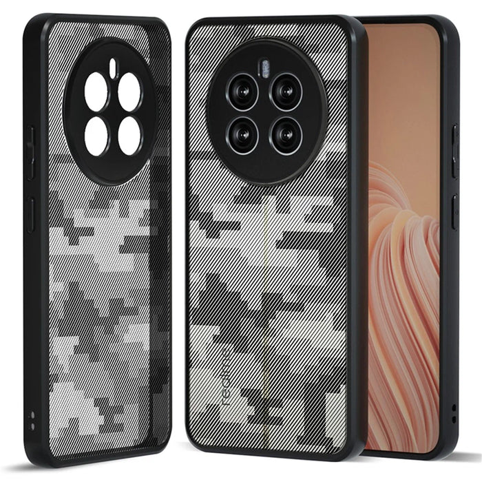 IBMRS For Realme 12 4G / 12+ 5G Case Drop-Resistant TPU+PC Cell Phone Shell - Grid Camouflage - 1