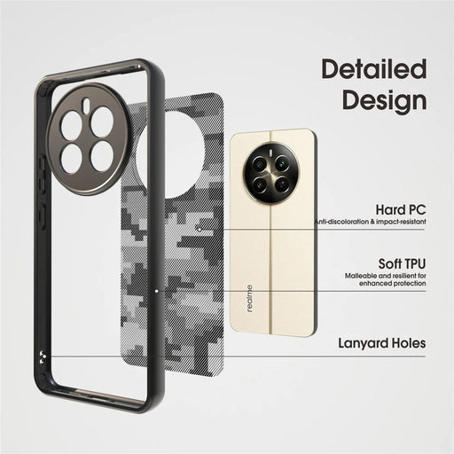 IBMRS For Realme 12 4G / 12+ 5G Case Drop-Resistant TPU+PC Cell Phone Shell - Grid Camouflage - 2