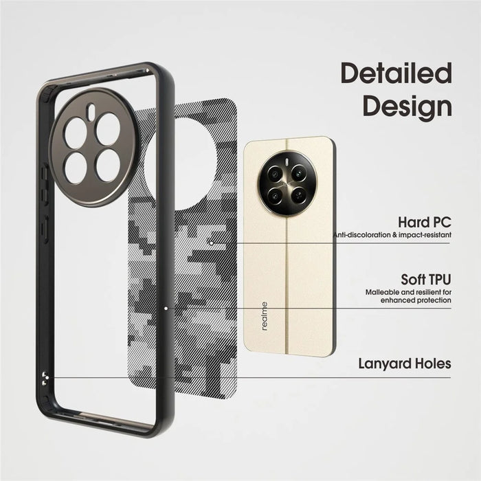IBMRS For Realme 12 4G / 12+ 5G Case Drop-Resistant TPU+PC Cell Phone Shell - Grid Camouflage - 2