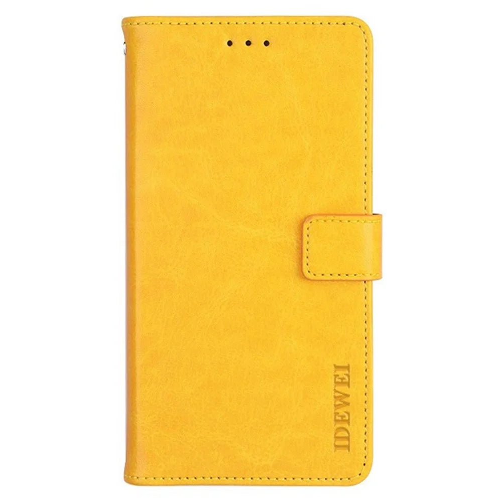 IDEWEI For Realme Note 50 4G Case Crazy Horse PU Leather Wallet Anti-scratch Phone Cover - Yellow - 2