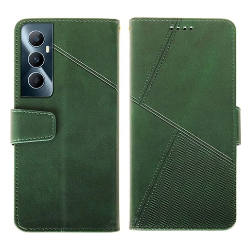 IDEWEI For Realme C65 4G Case Scratch-resistant Wallet Calf Texture Leather Phone Cover - Green - 1