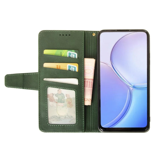IDEWEI For Realme C65 4G Case Scratch-resistant Wallet Calf Texture Leather Phone Cover - Green - 2