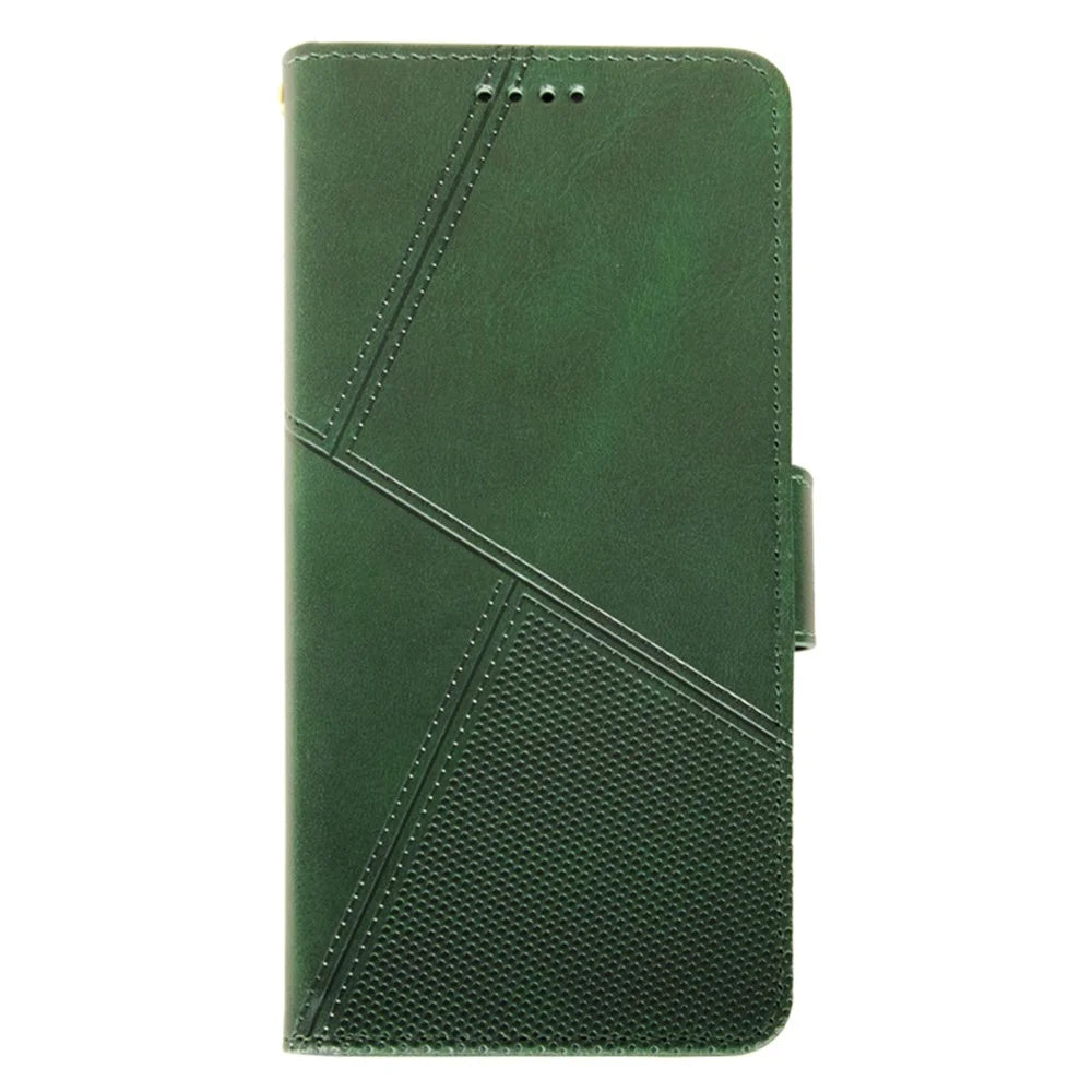 IDEWEI For Realme C65 4G Case Scratch-resistant Wallet Calf Texture Leather Phone Cover - Green - 4
