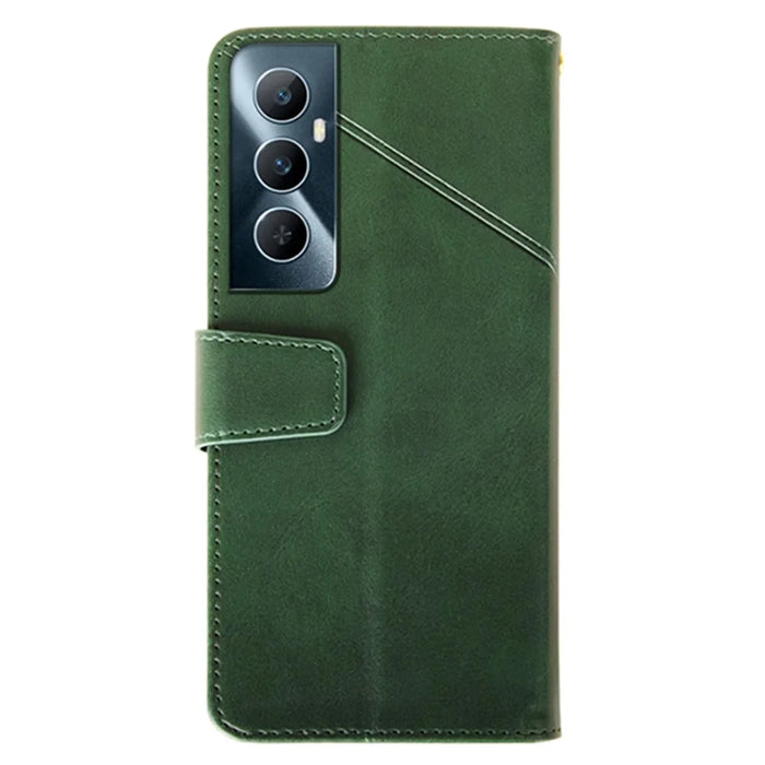 IDEWEI For Realme C65 4G Case Scratch-resistant Wallet Calf Texture Leather Phone Cover - Green - 5