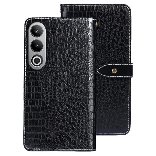 IDEWEI For OnePlus Nord CE4 5G Hands-free Stand Case Crocodile Texture PU Leather Phone Cover - Black - 1