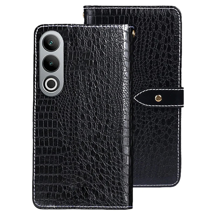 IDEWEI For OnePlus Nord CE4 5G Hands-free Stand Case Crocodile Texture PU Leather Phone Cover - Black - 1