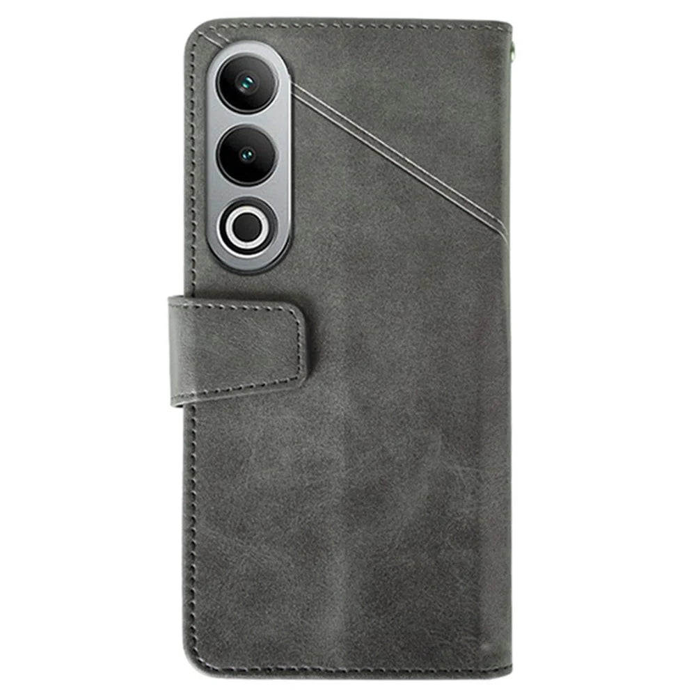 IDEWEI For OnePlus Nord CE4 5G Calf Texture Case PU Leather Phone Cover with Viewing Stand - Grey - 5