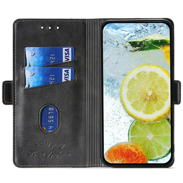 For Realme 12 5G   Phone Cover Splicing Color Leather Wallet Phone Cover - Black+Grey - 2