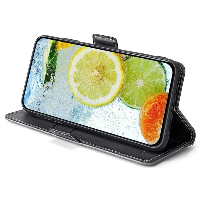 For Realme 12 5G   Phone Cover Splicing Color Leather Wallet Phone Cover - Black+Grey - 3