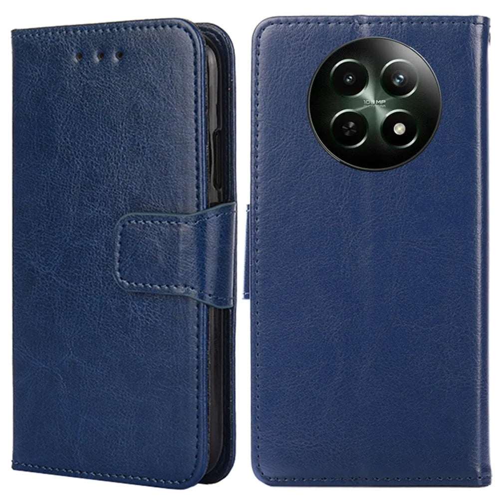 For Realme 12 5G Leather Wallet Case Phone Cover Phone Accessories Distributors - Sapphire - 1