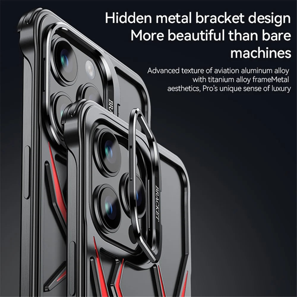 For iPhone 14 Pro Max Spider Design Airbag Case Hollow Out Aluminum Alloy Phone Cover - Red - 3